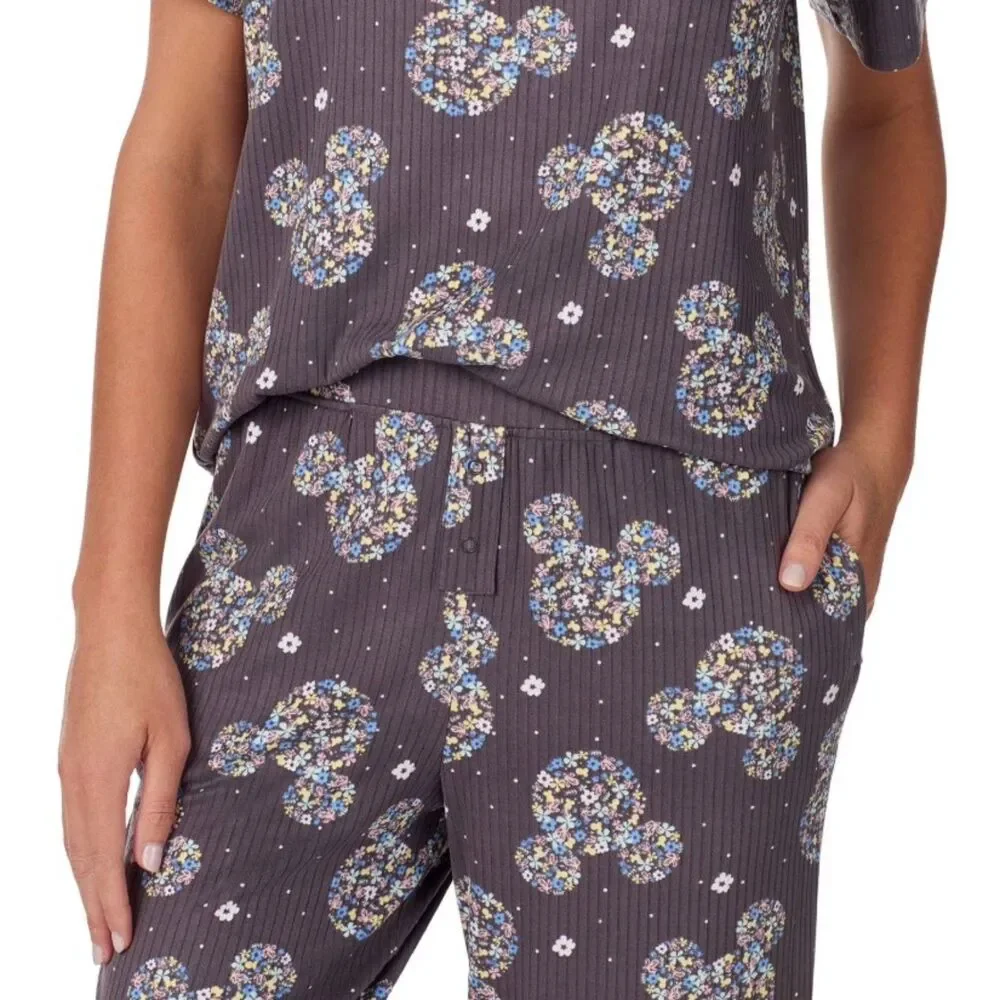 NEW NWT Stretchy Sz Small Pants & Shirt MICKEY MOUSE Pajama Lounge Set DISNEY - Picture 4 of 6